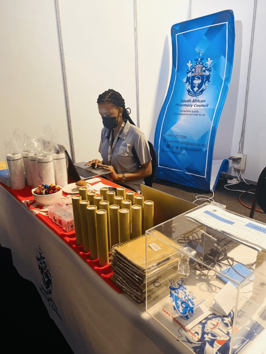 SAPC team at an industry conference exhibition stand