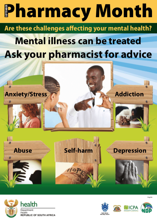Pharmacy Month poster - Mental illness can be treated, ask your pharmacist